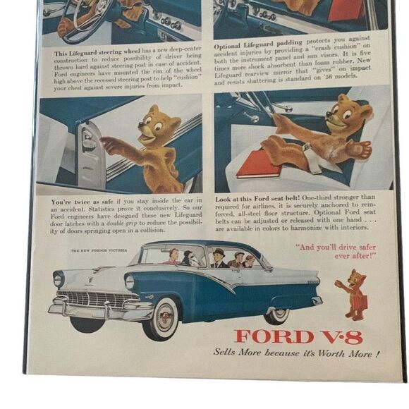 Vintage 1956 Ford V8 Lifeguard Advertisement Ad Advertising - Picture 2 of 7